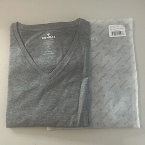 Bombas Shirt Men's XL Gray V Neck Short Sleeve Tee Casual Cotton Lot Of 2